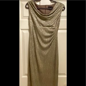 Metallic scoop neck  maxi dress with side slit